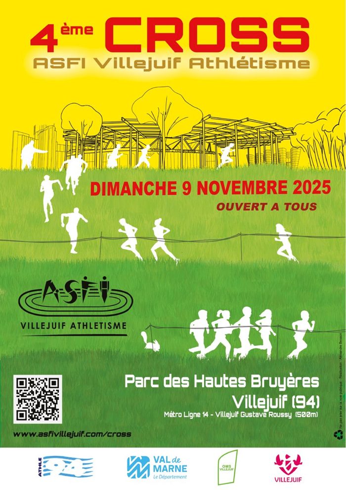 Affiche du 4e cross ASFI Villejuif, 9 novembre 2025