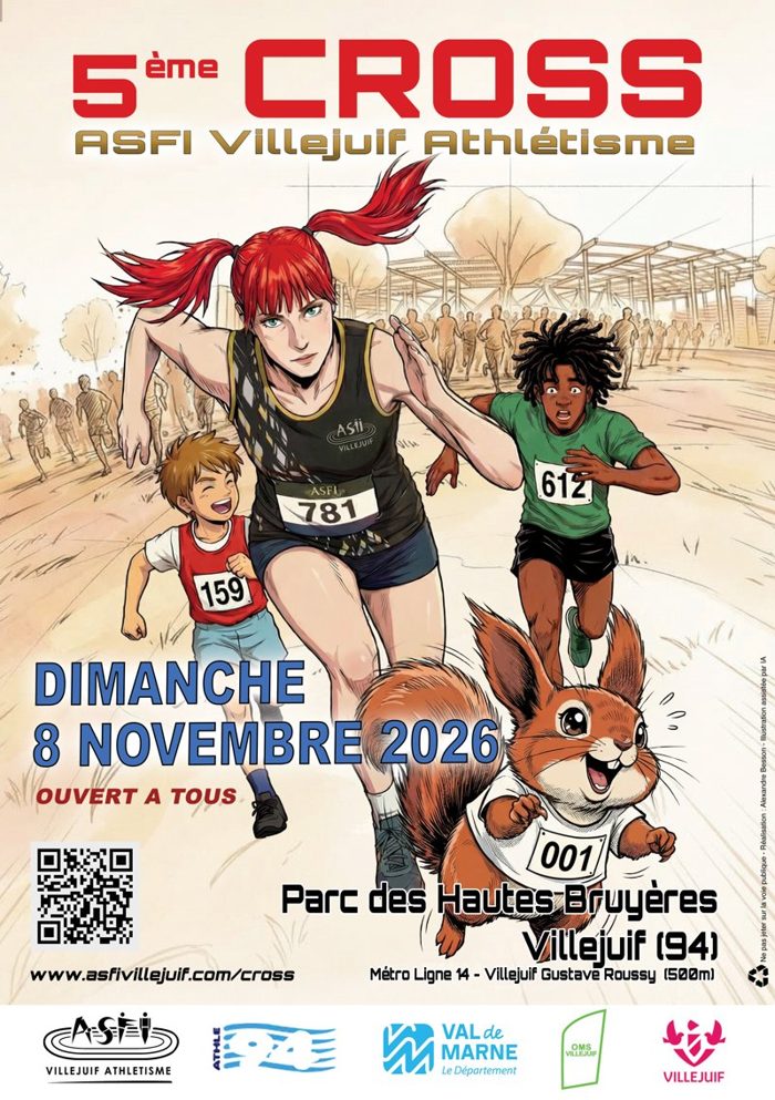 Affiche du 5e cross ASFI Villejuif, 8 novembre 2026